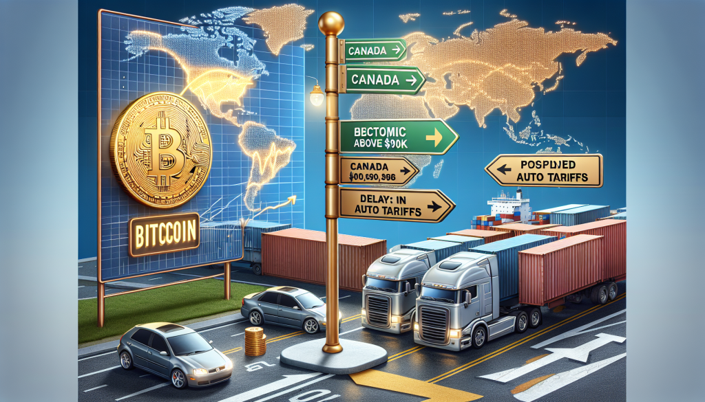 "Bitcoin Surges Over $90K Amid Trump's Delayed Auto Tariffs on Canada, Mexico"